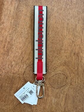 Lululemon Never Lost Keychain Wordmark ColourCoconut Ivory/Oxford Red/Walnut Cru